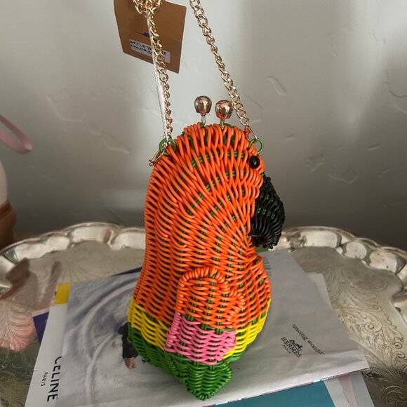 Tommy Bahama Colorful Novelty Wicker Parrot Macaw Purse Bag Clutch - Picture 3 of 6